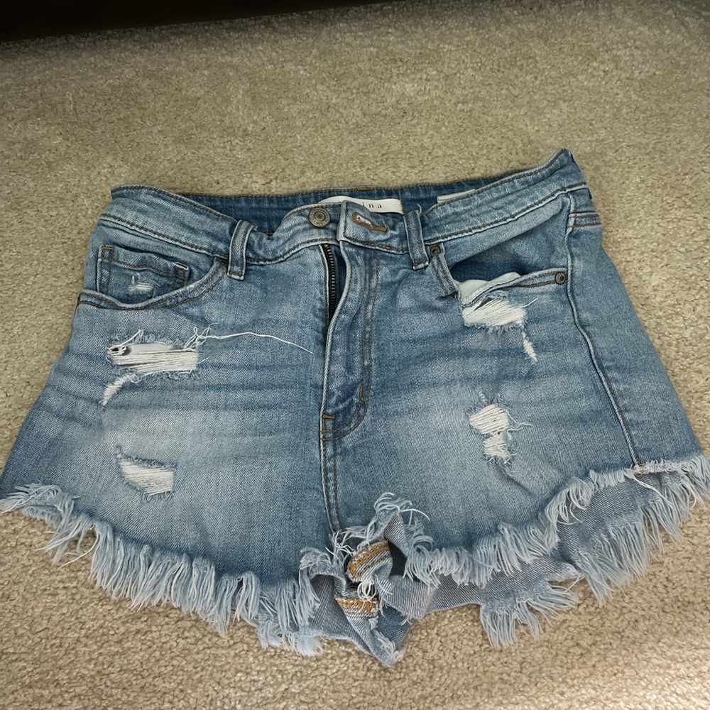 high waisted denim shorts